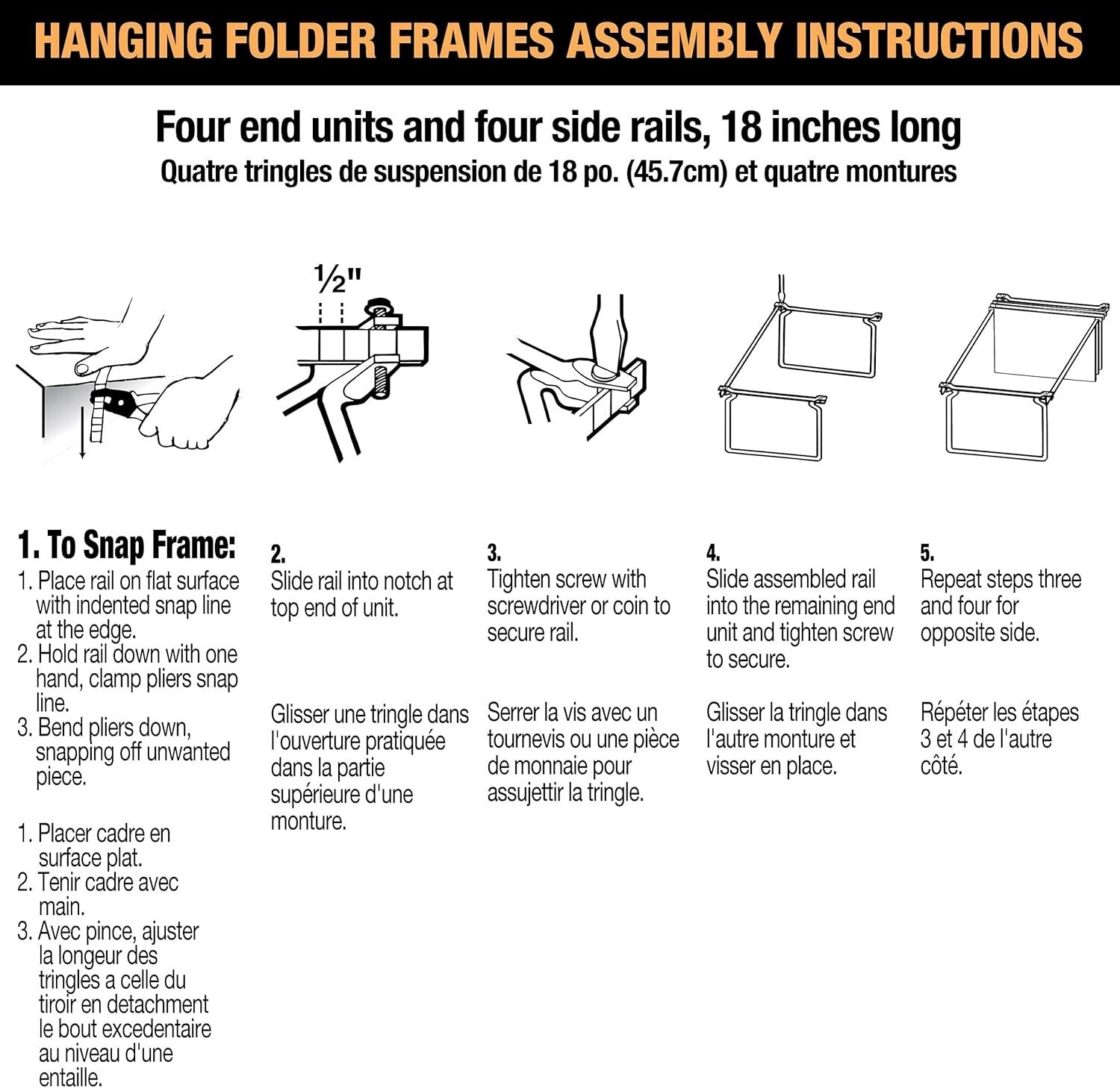 Robust Hanging File Frames for Letter Files with Breakaway Notches - 6 Pack