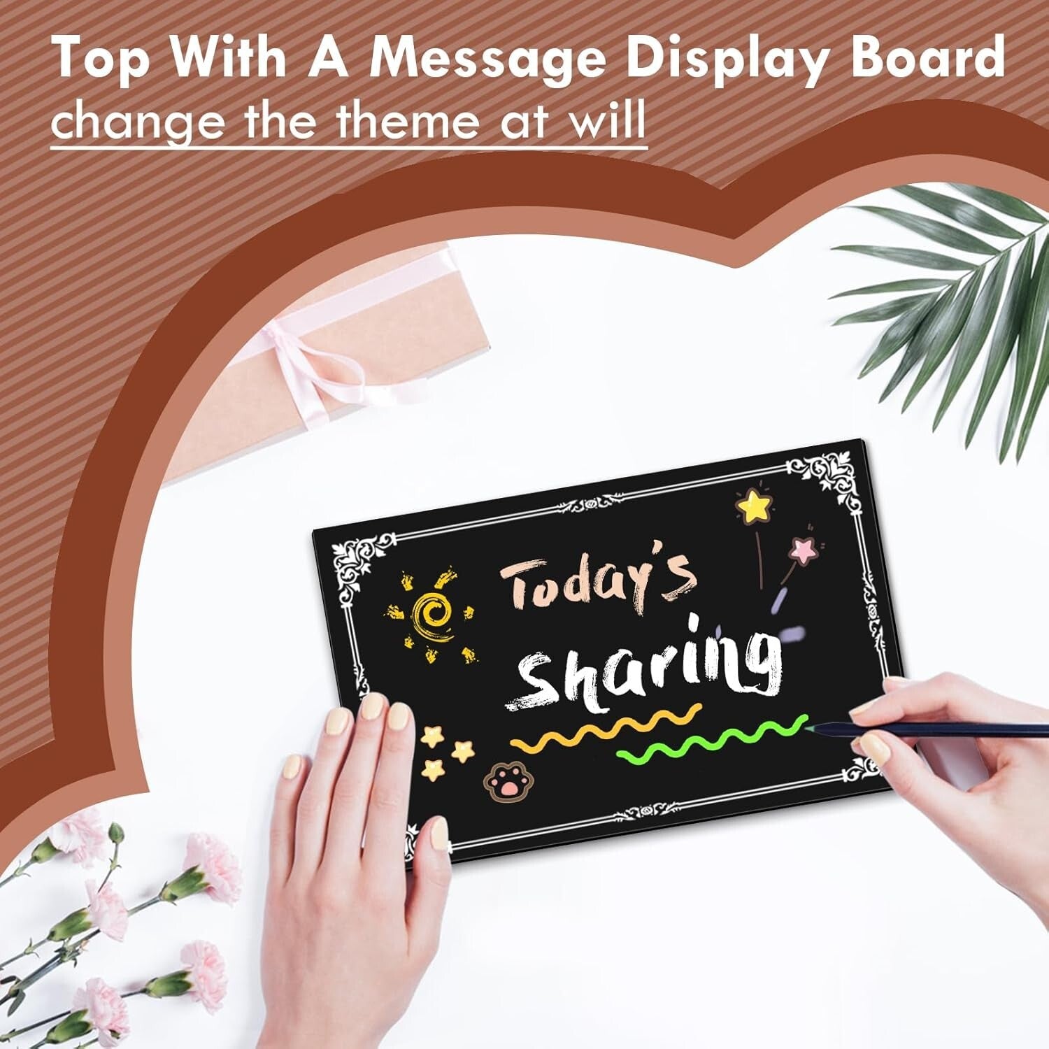 Stylish Wooden Chip Display Rack with 40 Clips and Message Board - 360° Access