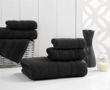 Load image into Gallery viewer, Durable Black Turkish Cotton Bath Towels Set - 4 Plush and Quick-Dry Towels