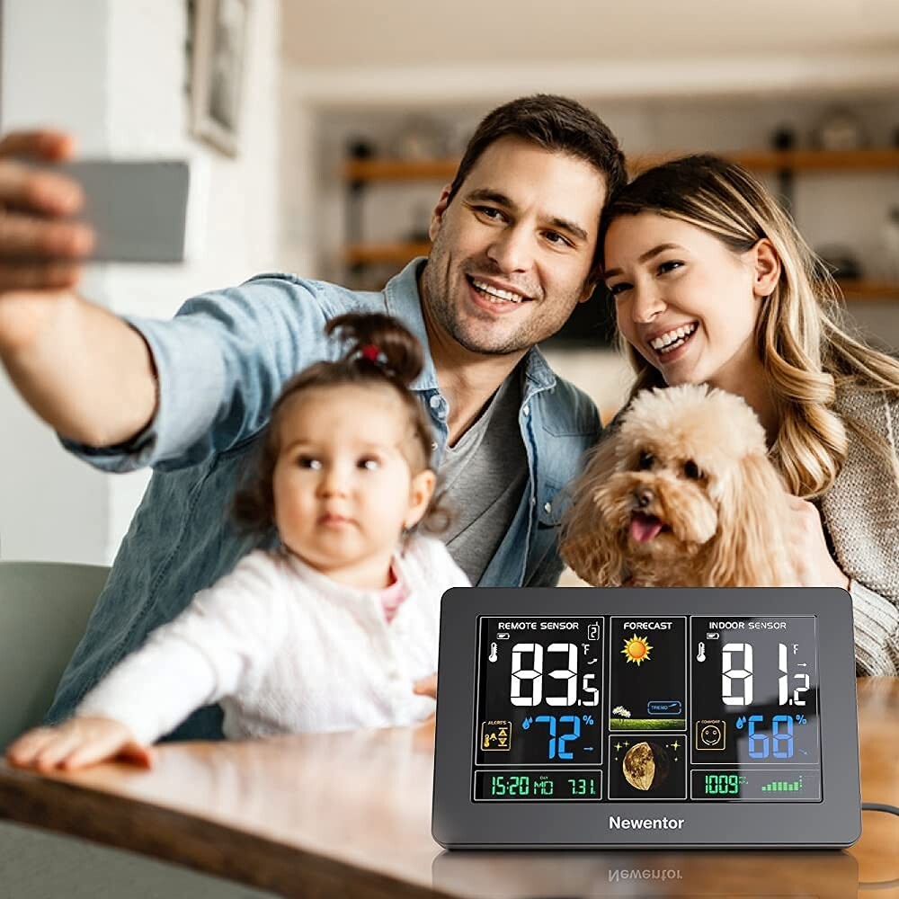 Compact Wireless Weather Station with Temperature, Humidity, and Alarm Features