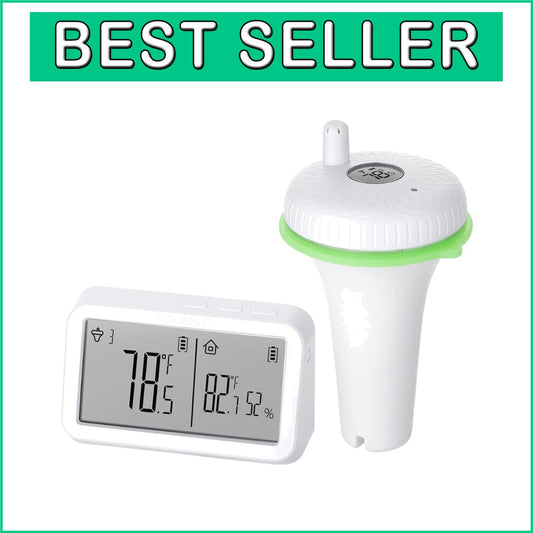 Waterproof Floating Wireless Thermometer Set for Pools & Aquariums, LCD Display