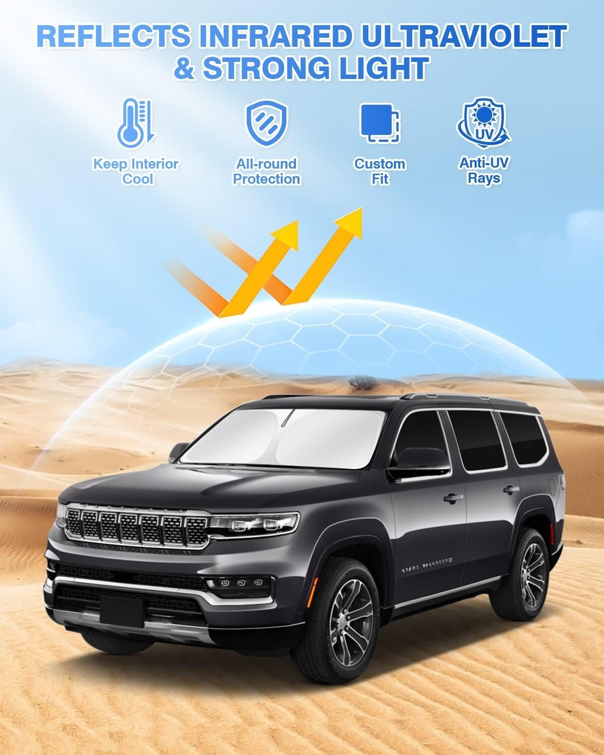 Custom Fit Sun Shade for 2022-2025 Jeep Grand Wagoneer - Privacy & UV Protection