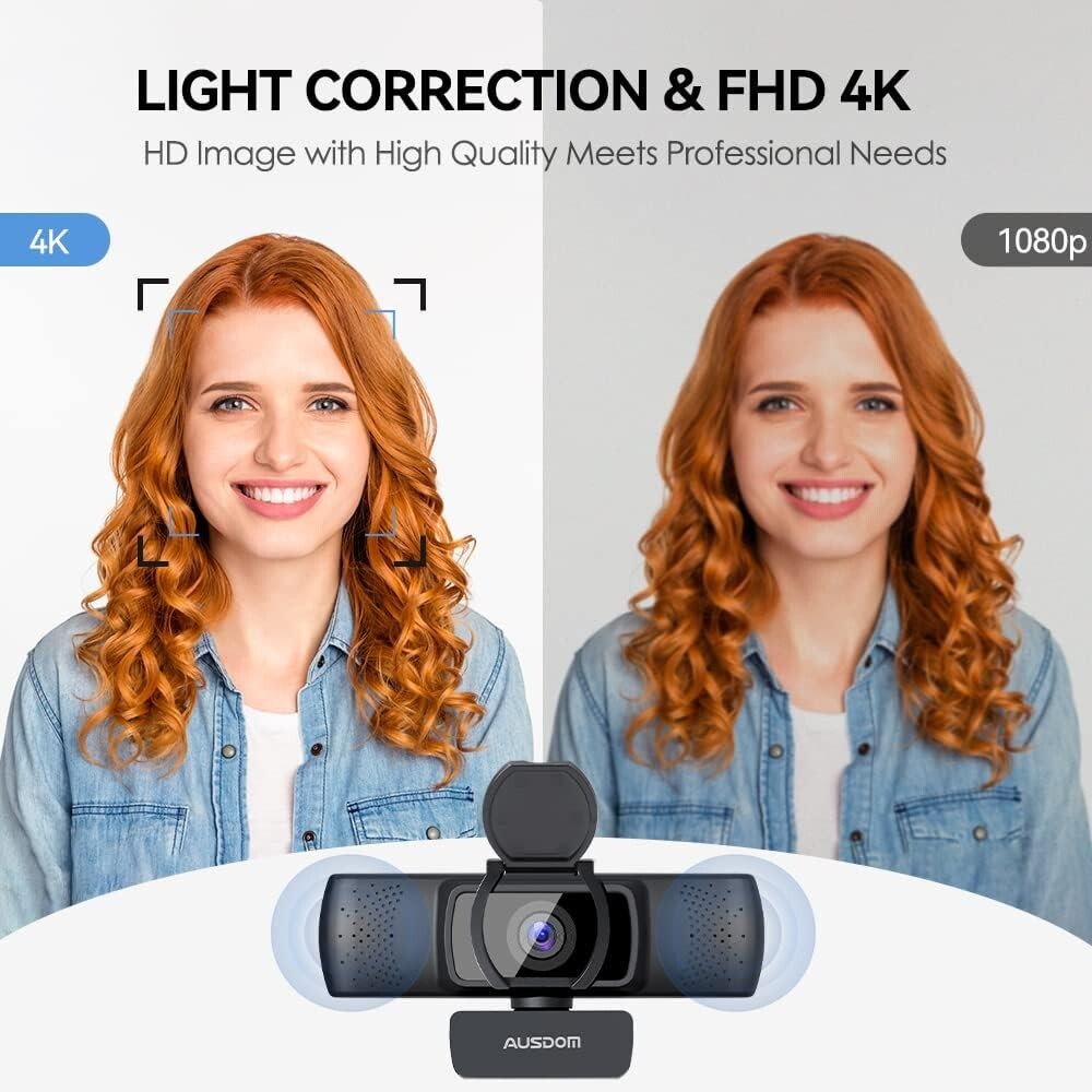 Professional Autofocus Webcam with Privacy Cover and Plug & Play USB Connection