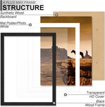 Load image into Gallery viewer, Elegant Set of 6 Black 12x18 Picture Frames with Stylish Wood Grain Finish