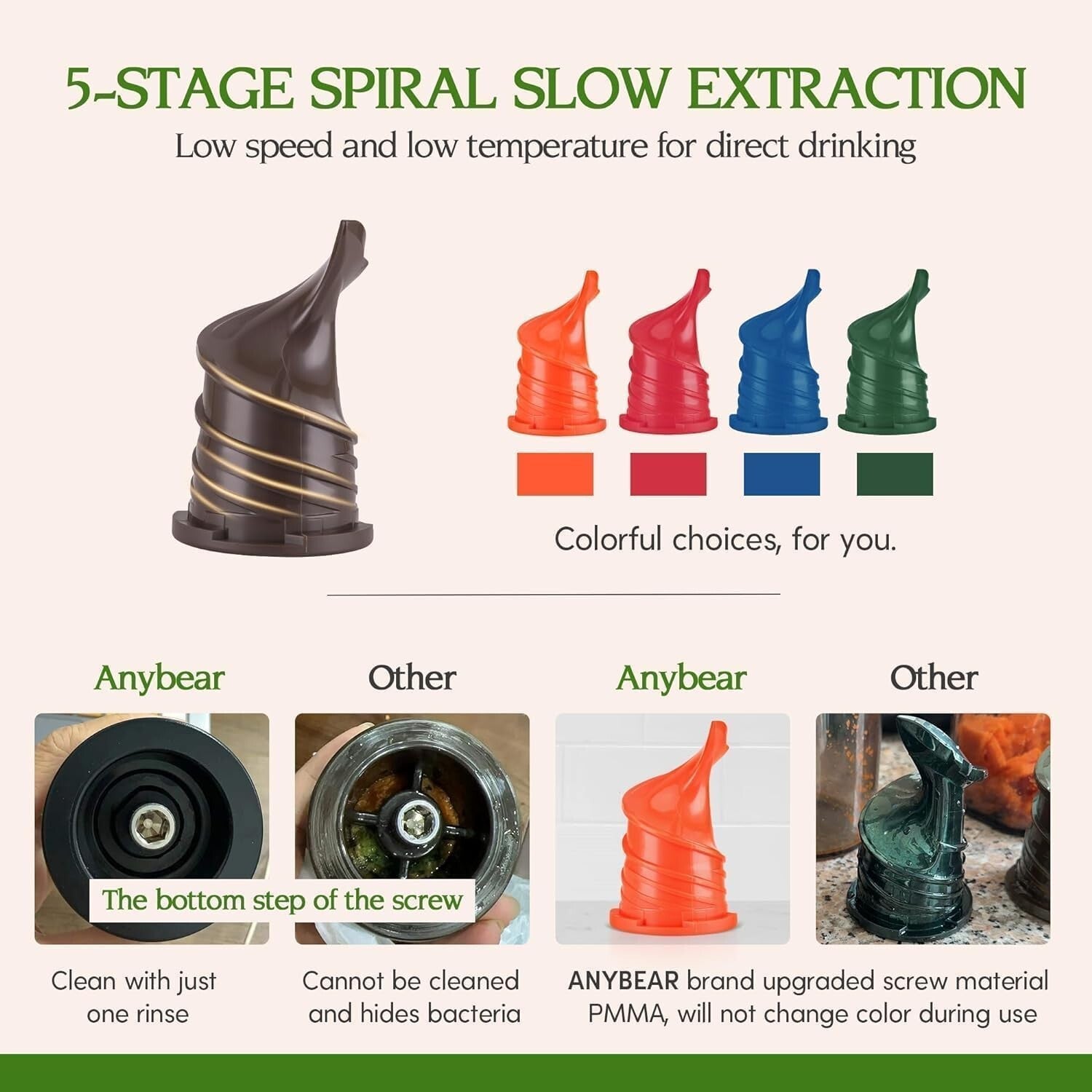 High-Torque Slow Juicer: 4.3" Large Feed Chute & Baby Food-Grade Material