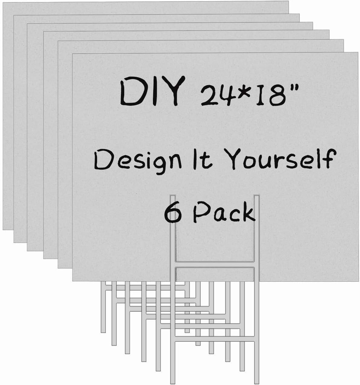 Durable 6 Blank Lawn Signs with H-Stakes 24"x18" for Garden or Business
