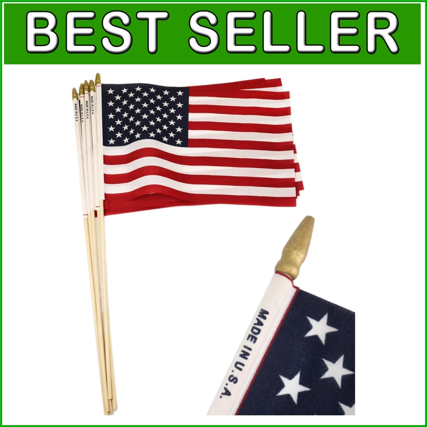 Patriotic Handheld Flags 12x18 - Ideal for Memorial Day & Graduation Ceremonies