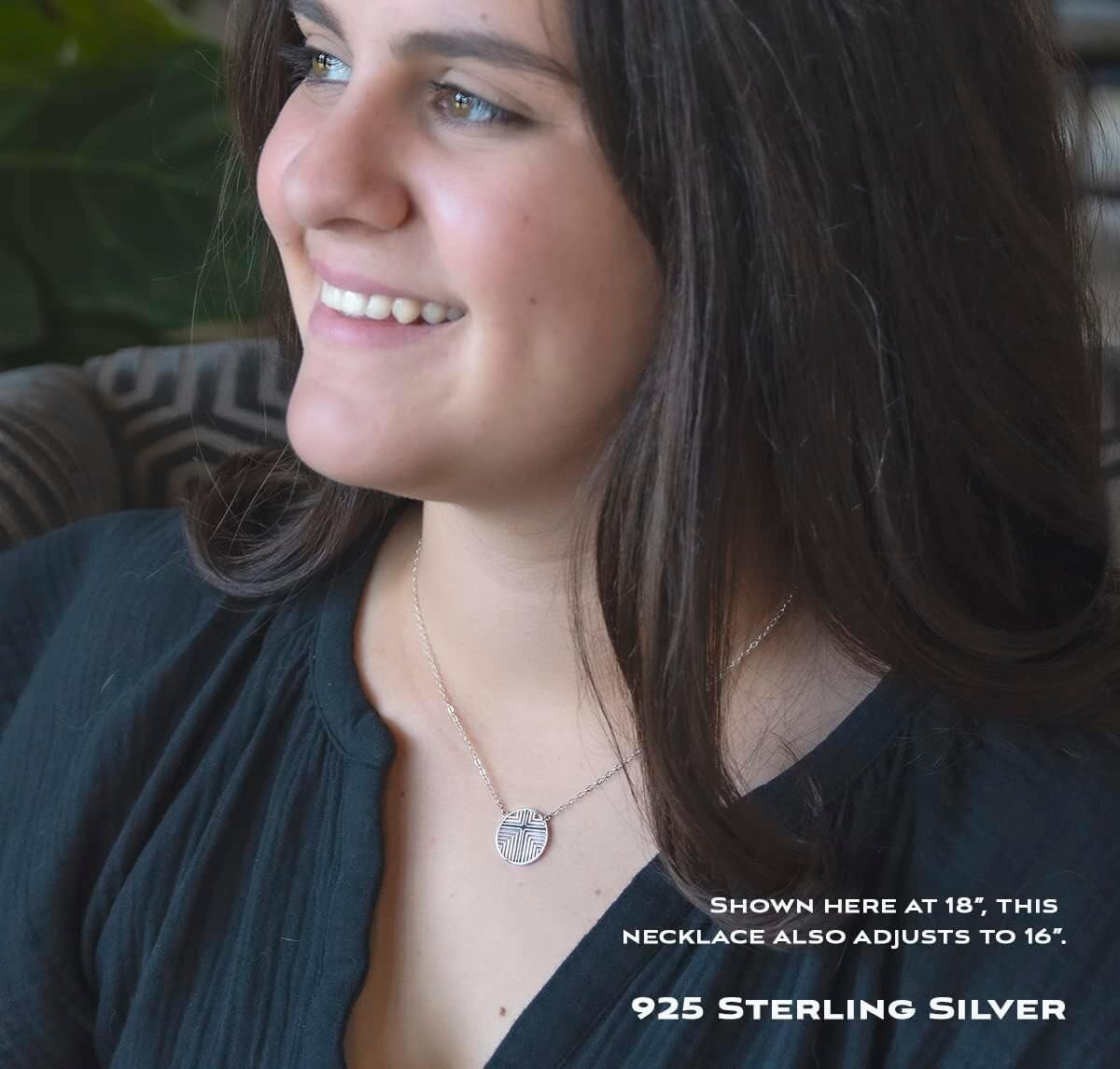 925 Sterling Silver Geometric Cross Pendant Necklace - Meaningful Gift for Teens