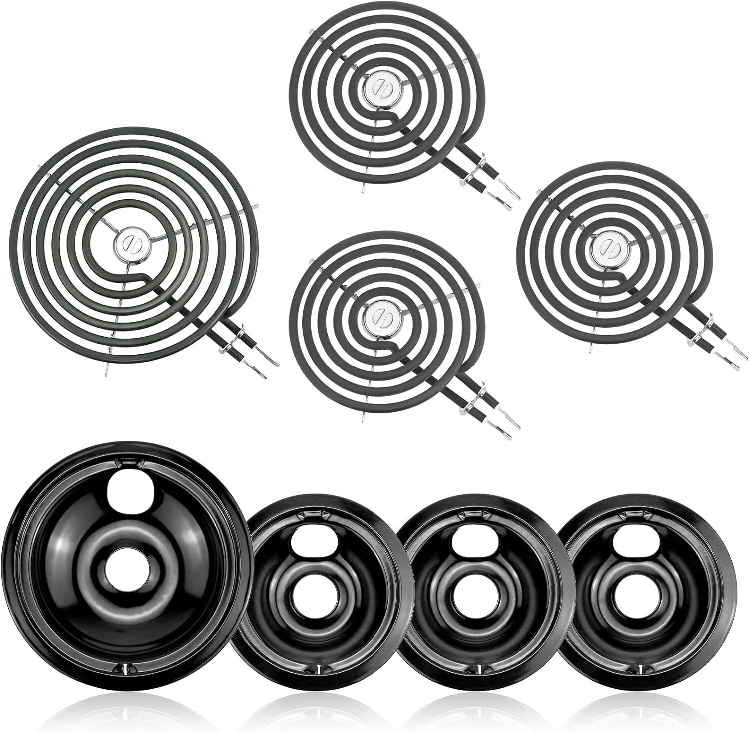 Electric Stove Drip Pans & Burner Replacement Kit – 4 Pieces for Quality Cooking