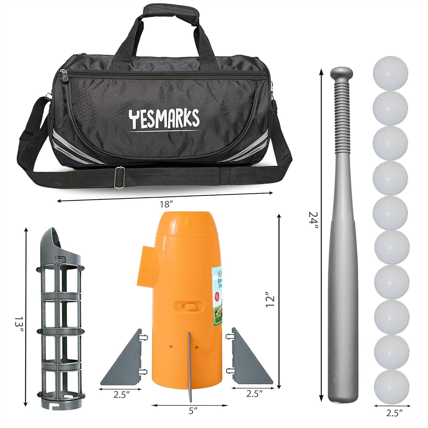 Youth Baseball Training Toy Set - Auto Pitching Machine & Bat with Bag Included