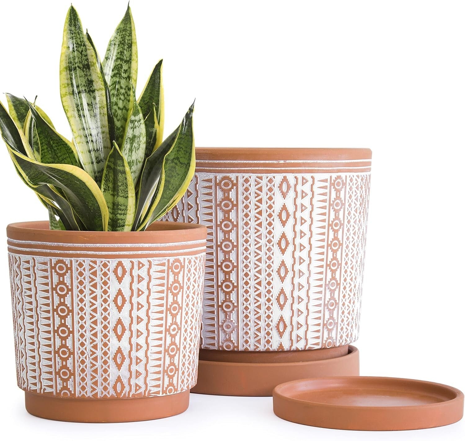 Elegant Terracotta Flower Pots - 2-Piece Set, Indoor Use, with Drainage Holes