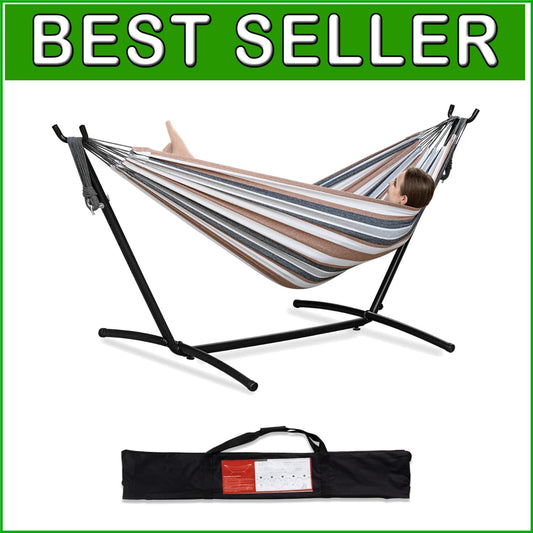 2-Person Heavy Duty Outdoor Hammock with Steel Stand & Portable Carrying Bag