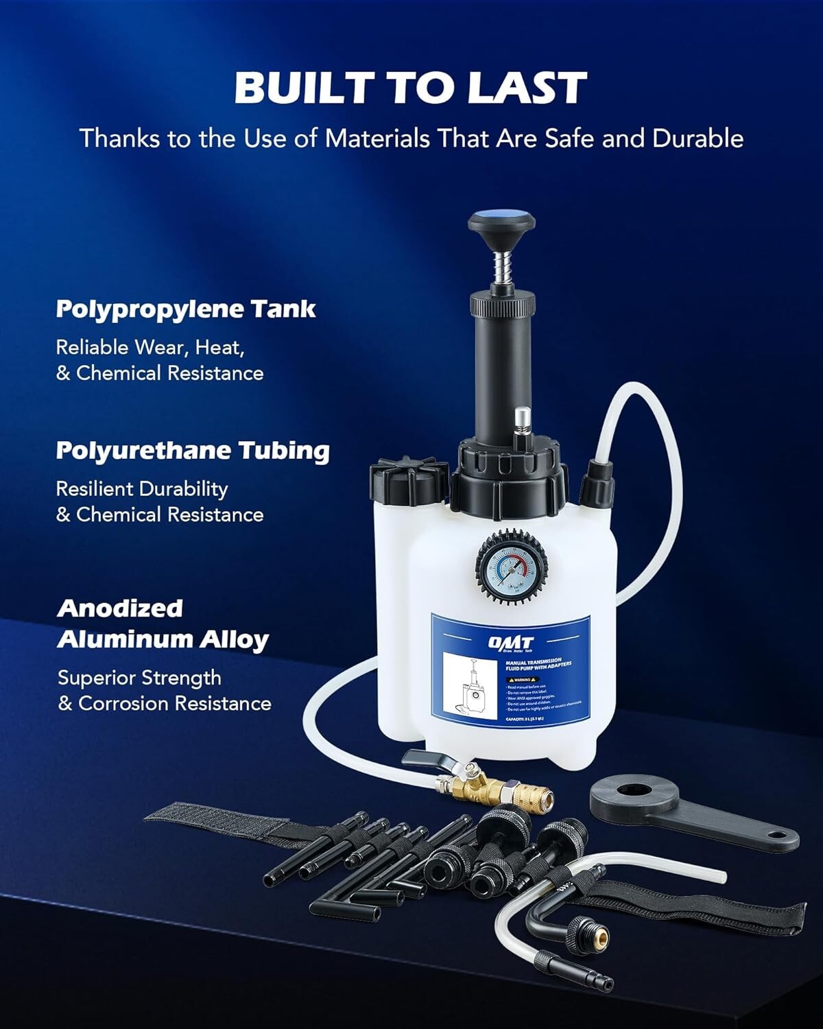 Durable 3L Transmission Fluid Transfer Pump with Storage Belt & 12 ATF Adapters