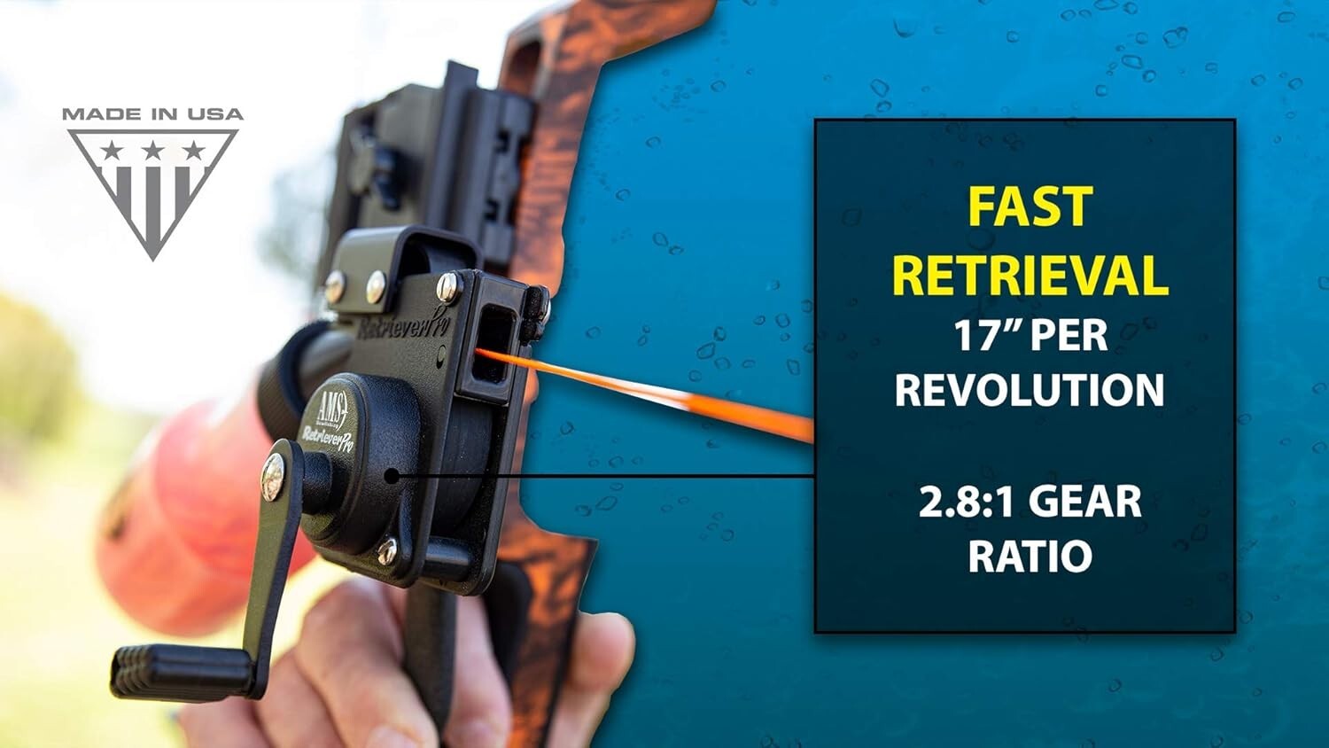 Premium Stainless Steel & Aluminum Bowfishing Reel - Made in USA, Right Handed