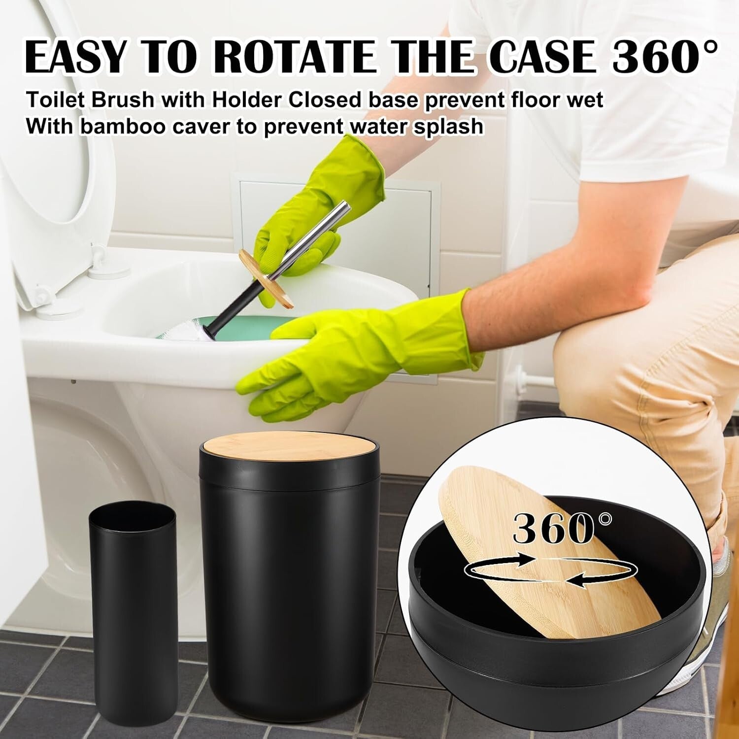 Elegant Black Bathroom Set - 9-Piece Accessories for Organization & Style