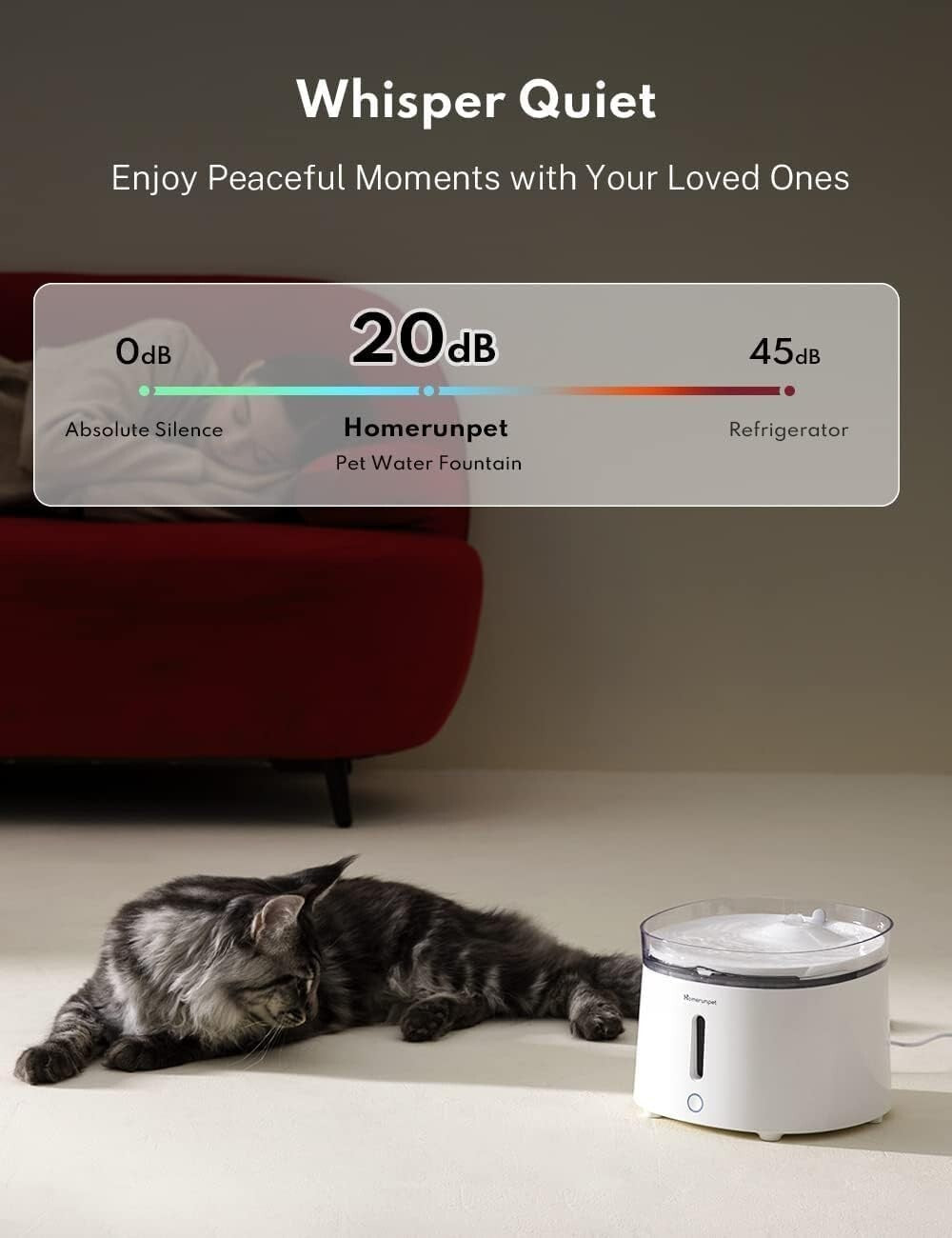 Dual Mode Cat Water Fountain, Quiet 2L Dispenser with Effortless Cleaning System