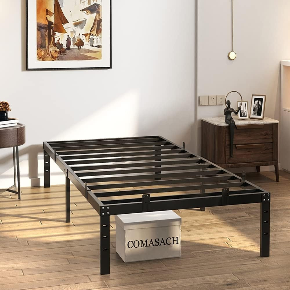 Durable 18-Inch Twin Platform Bed Frame - Supports Up To 800 lbs, Sleek Design
