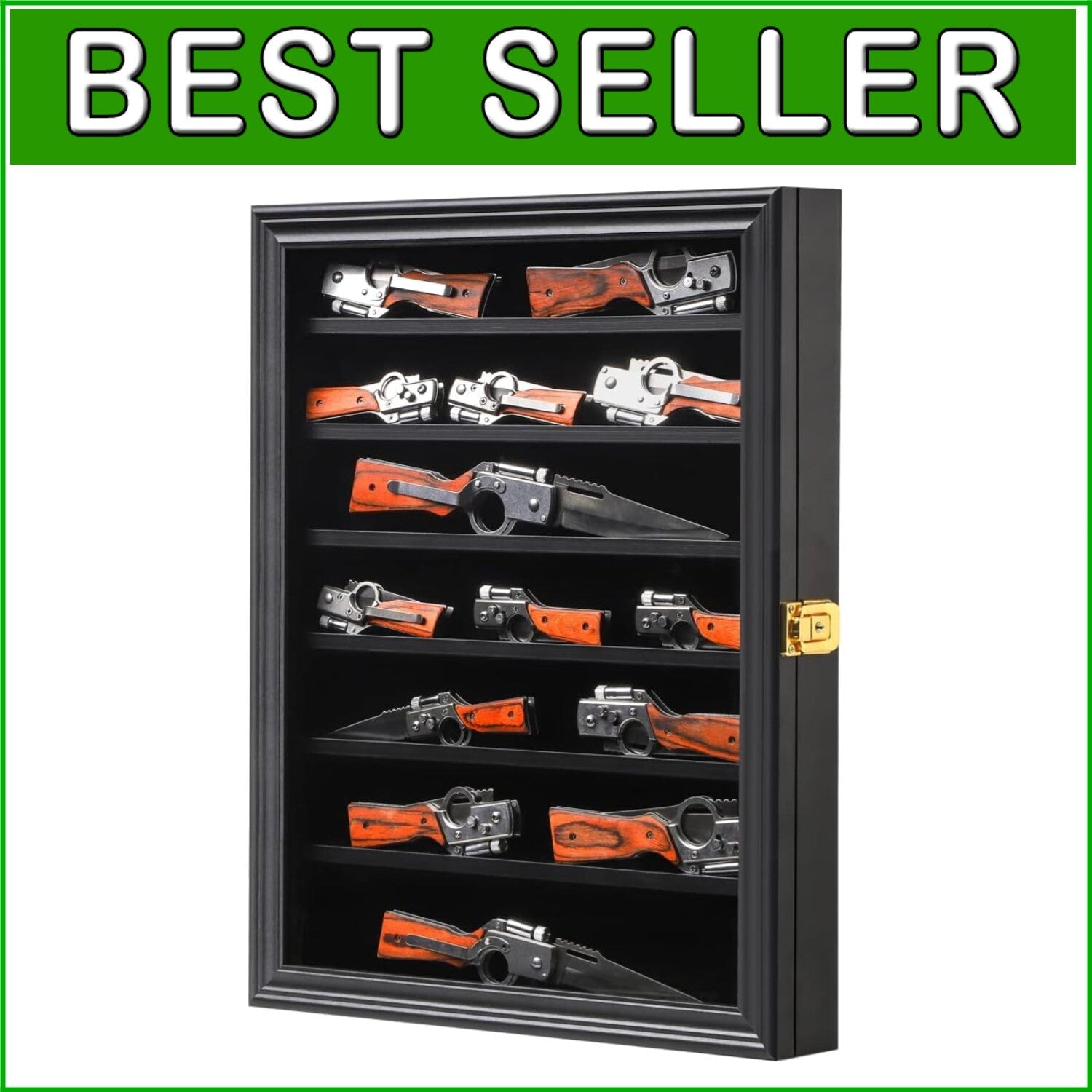 Anti-Theft Knife Display Cabinet with Seven Shelves – Wall-Mounted Elegance