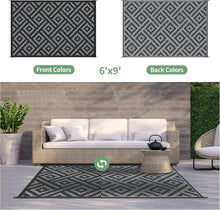 Load image into Gallery viewer, Durable 6'x9' Reversible Camping Rug - Eco-Friendly Waterproof Mat for Outdoors
