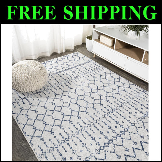 Stylish 7'8" x 10' Moroccan Diamond Rug - Durable, Non-Shedding & Easy to Clean