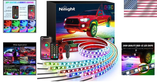 6Pcs Car Underglow LED Lights - RGB-IC Color Changing with Remote & APP Control