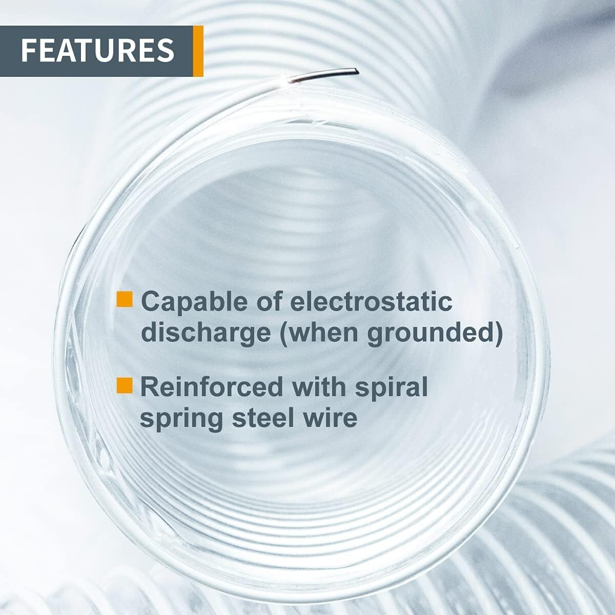 Flexible 6" Diameter x 20' PVC Dust Collection Hose - Monitor Dust Easily