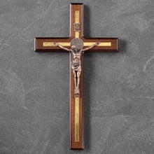 Load image into Gallery viewer, Durable 12" St Benedict Catholic Wall Cross - Timeless Design with Bracelet