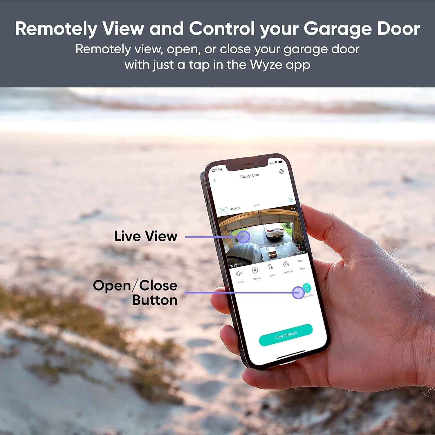 Smart Garage Door Opener with HD Video & Remote Control - 1080p Day/Night Vision