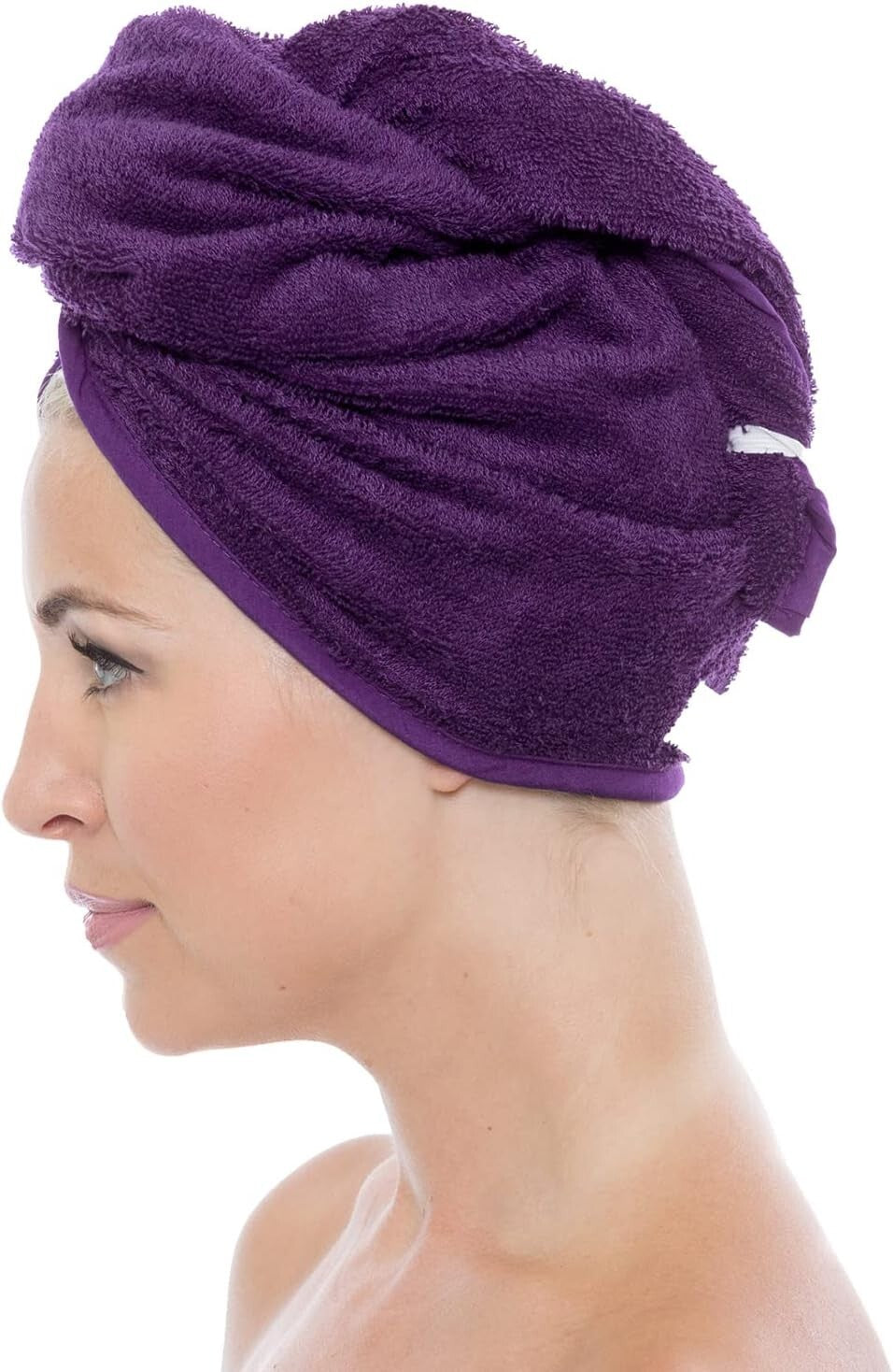 Women's Organic Cotton Spa Wrap & Hair Towel Set - 2X/3X Comfort in Purple