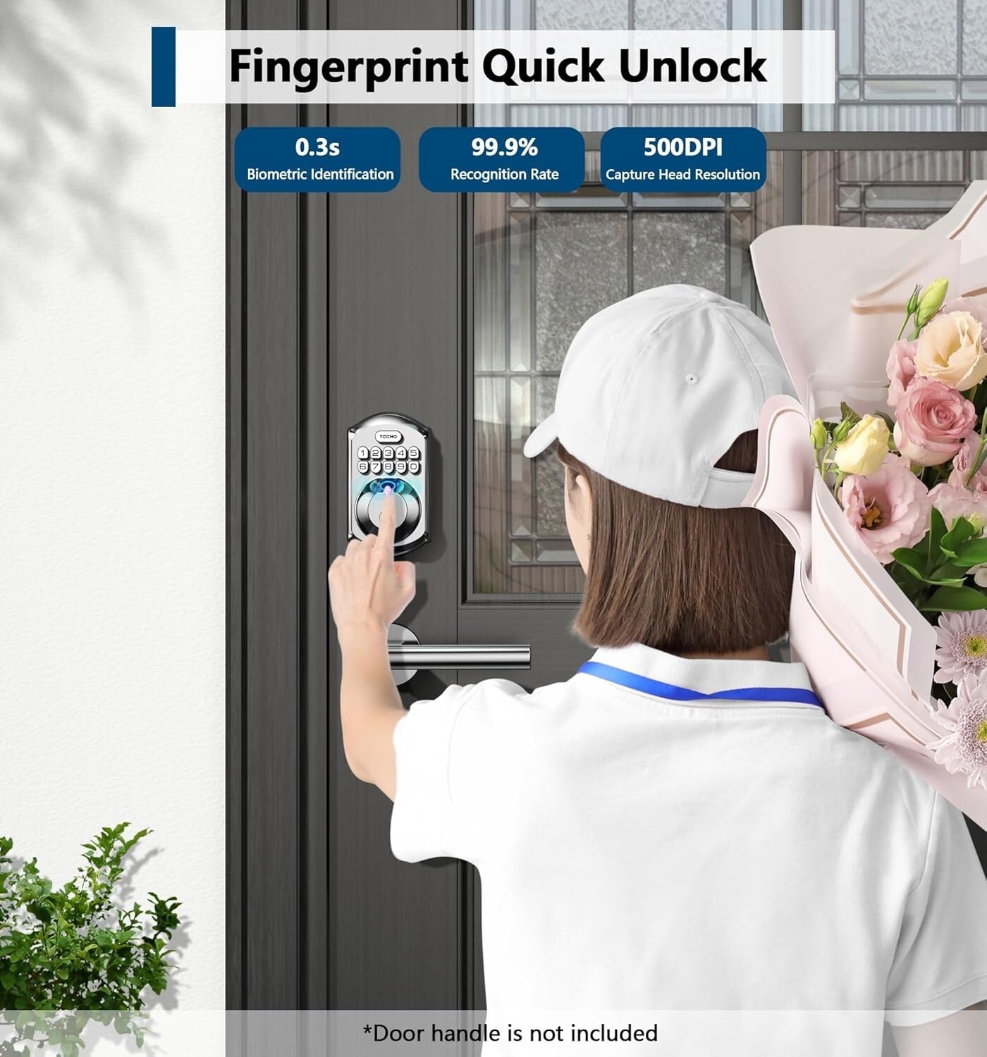 Fingerprint Keyless Entry Door Lock - Smart Satin Nickel Deadbolt with Auto Lock