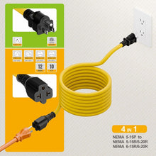Load image into Gallery viewer, Lightweight 10FT AC Power Adapter - NEMA 5-15P to Multi NEMA Connections