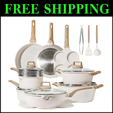 Load image into Gallery viewer, Comprehensive 21-Piece Cooking Set - Induction-Compatible White Granite Cookware