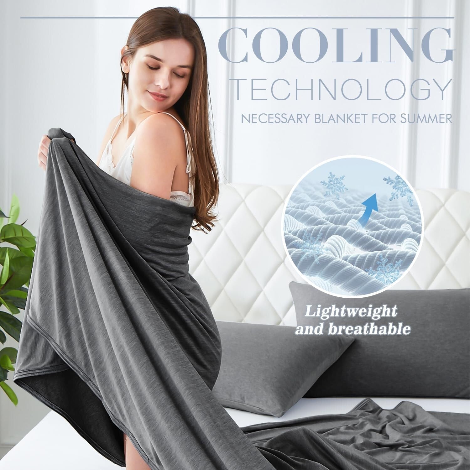 Arc-Chill Cooling Blanket: 51x67in Lightweight Throw for Hot Summer Comfort