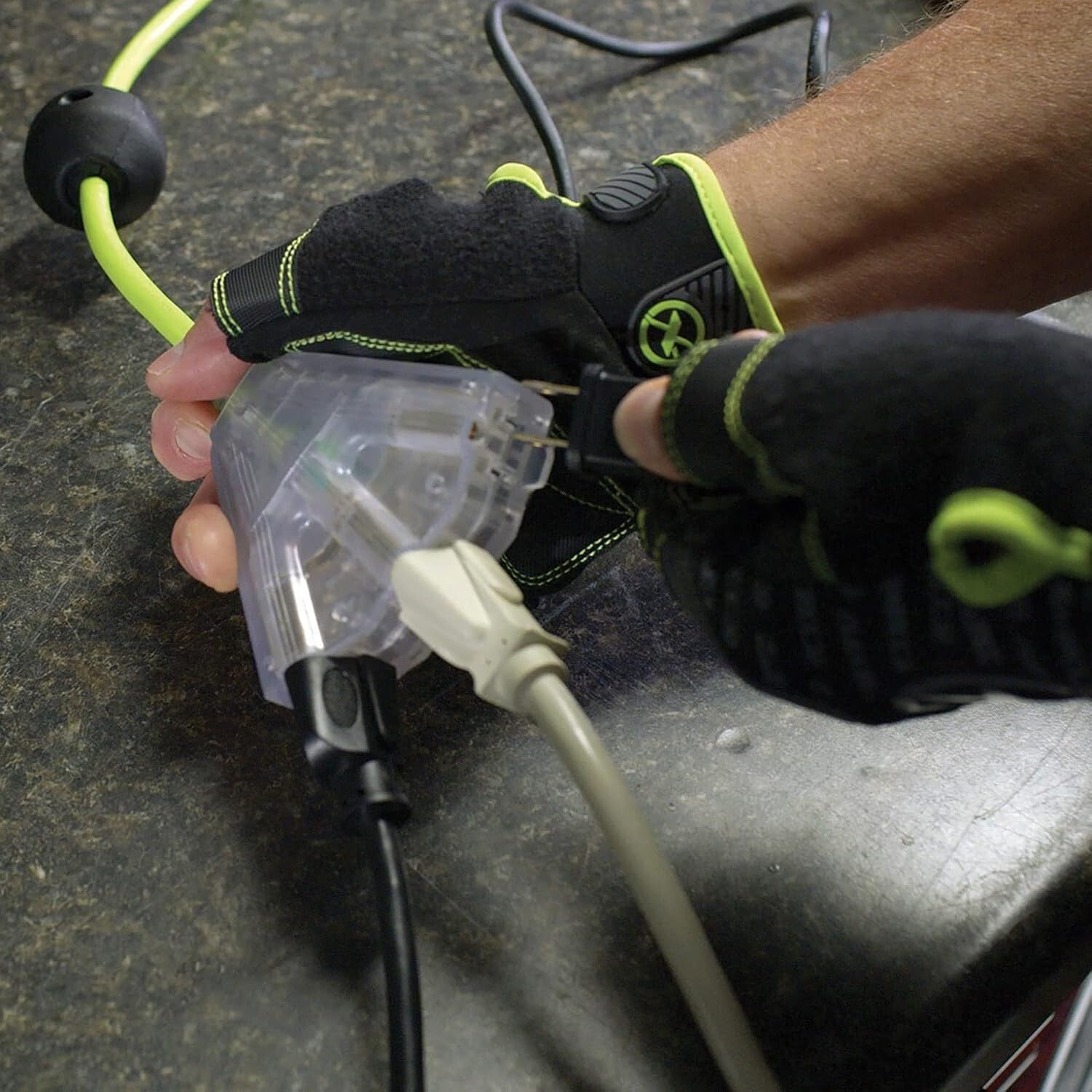 ZillaGreen 25 Ft Retractable Extension Cord Reel with Lighted Triple Tap Outlet