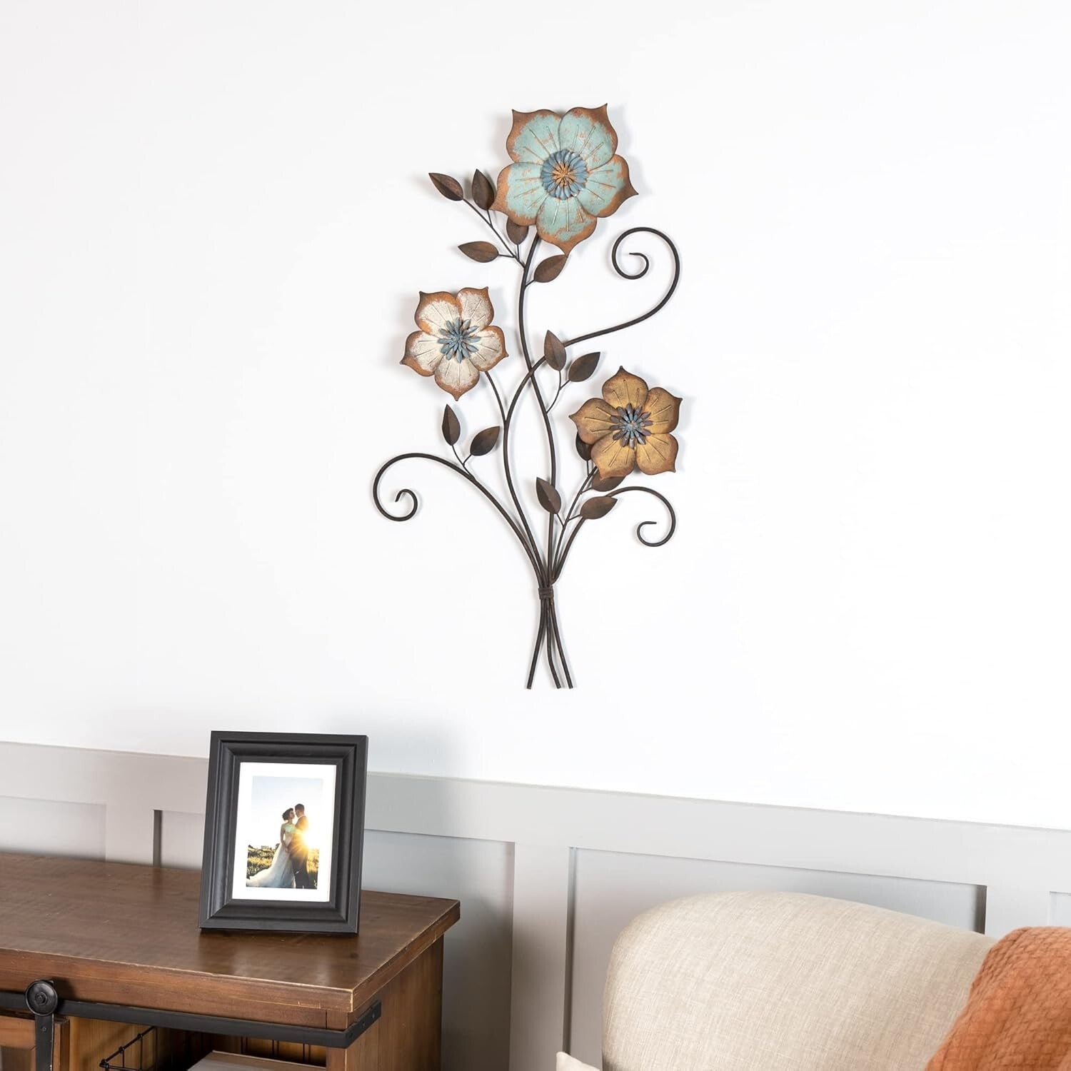 Lifelike 3D Flower Wall Decor in Bronze - 19.25 W for Artistic Home Flair