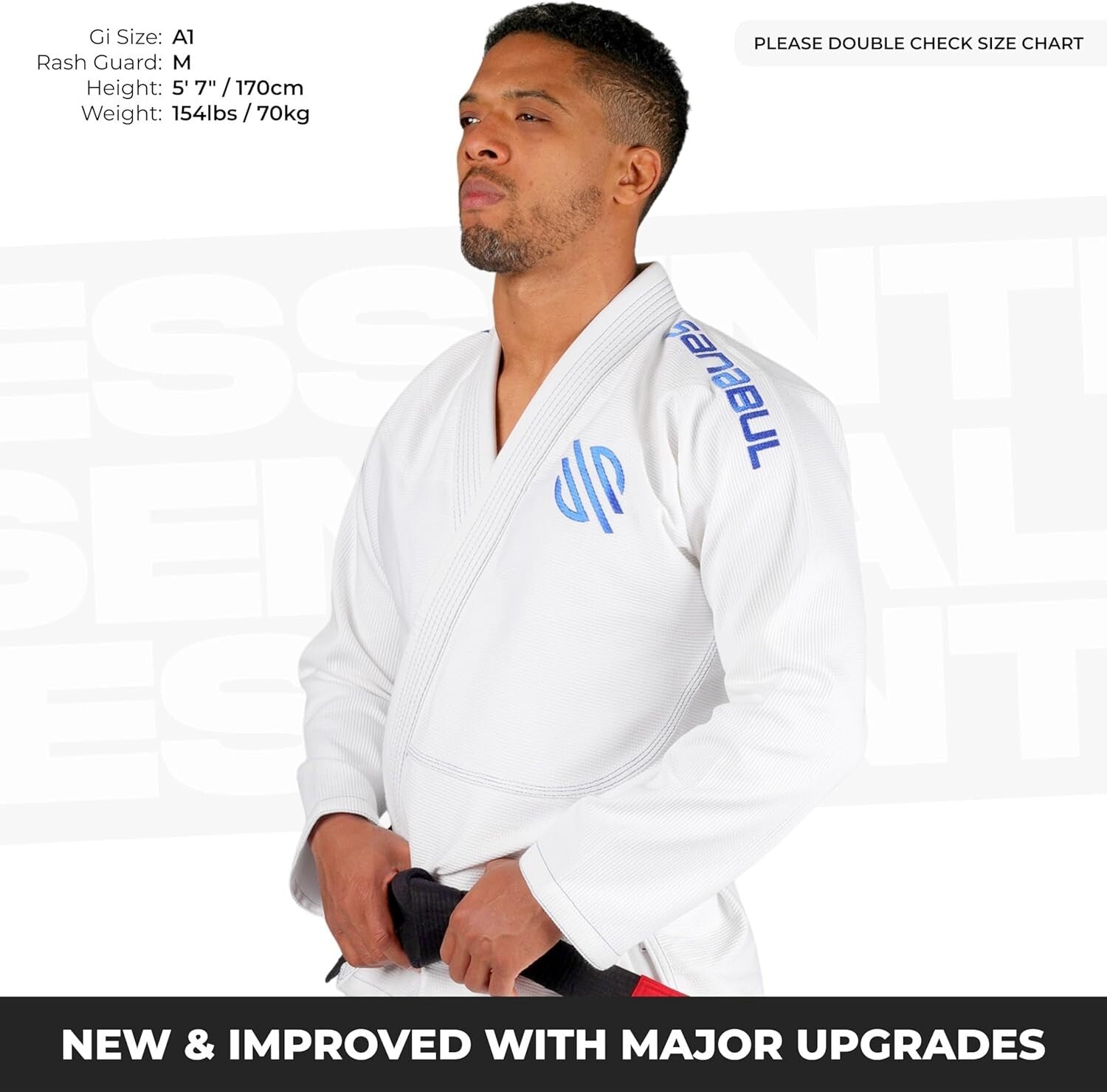 Essential Men's BJJ Gi - Lightweight Preshrunk 380 GSM Fabric for Training