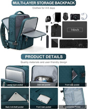 Load image into Gallery viewer, Multi-Compartment Peacock Blue Travel Backpack for Laptop and Gym Essentials