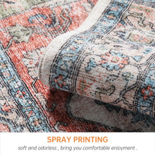 Load image into Gallery viewer, Non-Slip 5x7 Orange Boho Area Rug - Machine Washable for Living Room and Bedroom