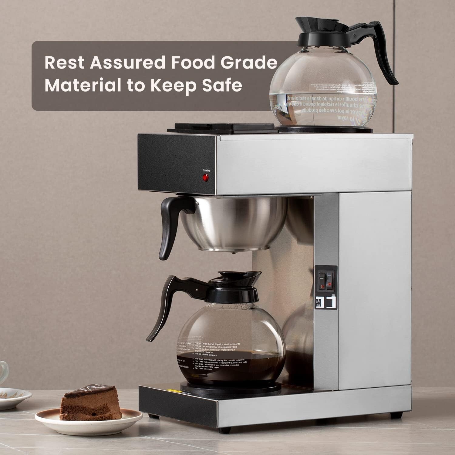 Stainless Steel 12-Cup Drip Coffee Machine - Perfect for Offices & Restaurants