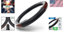 Load image into Gallery viewer, Easy Installation Woodgrain Leather Steering Wheel Cover for 18” Steering Wheels