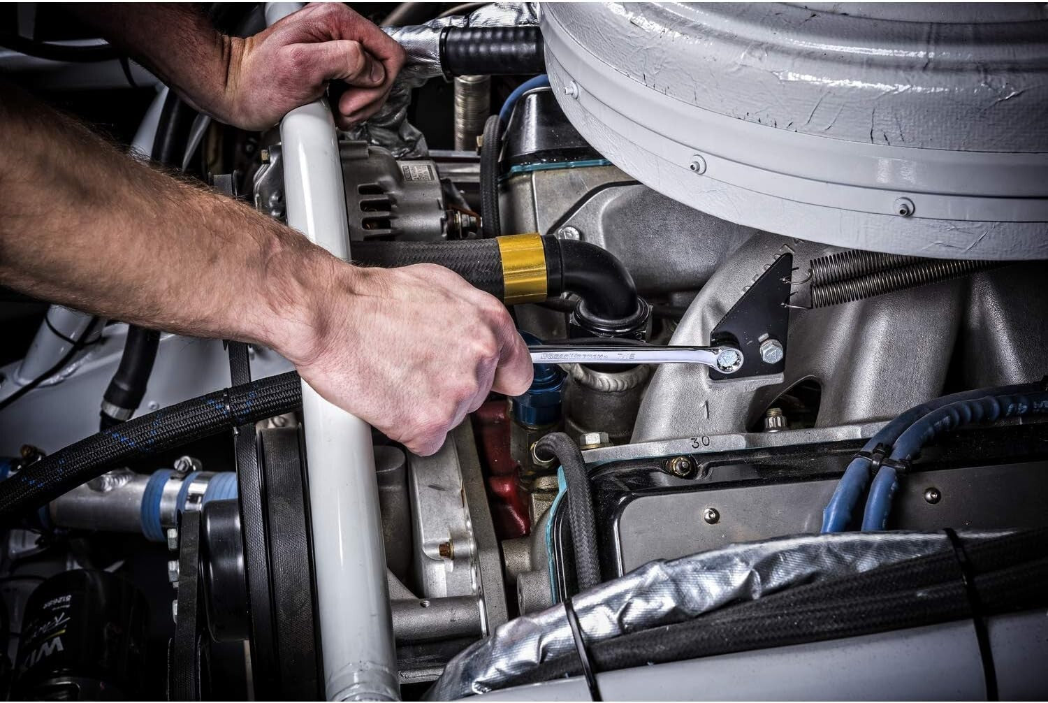 Long Pattern Metric Wrench Set with Tool Roll - 6 Durable Alloy Steel Pieces