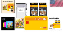 Load image into Gallery viewer, Compact Bluetooth Photo Printer - 4PASS Technology &amp; 68 Sheets Bundle in Yellow
