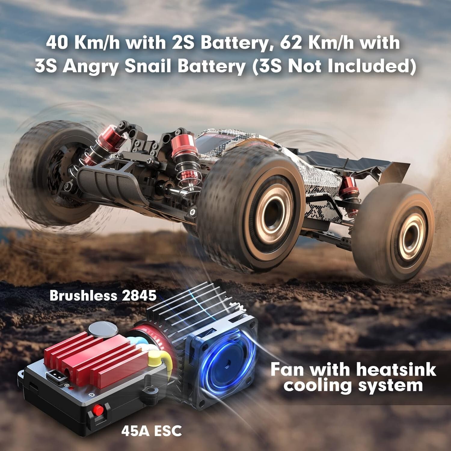 Fast 1/16 Brushless RC Buggy - 38 mph 4WD Off-Road Speedster for Adults