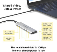 Load image into Gallery viewer, Premium USB-C 6-in-1 Adapter - 4K Video, 4x 10Gbps Ports, Sleek Silver