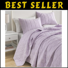 Load image into Gallery viewer, Luxurious 100% Cotton King Size Quilt Set in Lavender - 3-Piece Geometric Design