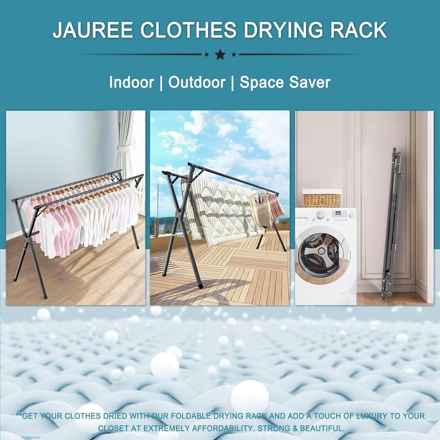 95 Inches Heavy-Duty Stainless Steel Clothes Drying Rack - Foldable & Portable