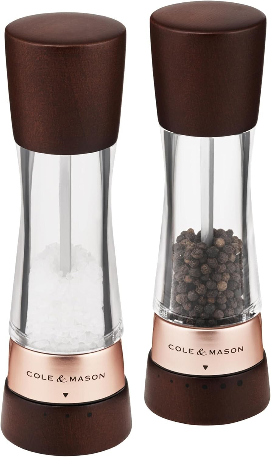 Elegant Rose Gold Salt and Pepper Mill Gift Set with Adjustable Grinding Levels