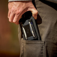 Load image into Gallery viewer, Sleek Ridge MagSafe Wallet - Slim RFID Card Holder &amp; Cash Strap, 3K Carbon Fiber