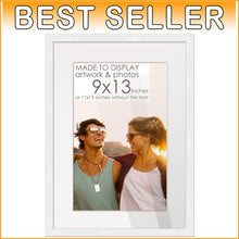 Load image into Gallery viewer, Versatile 11x15 White Frame with Acid-Free Mat for 9x13 Prints – Stylish Decor