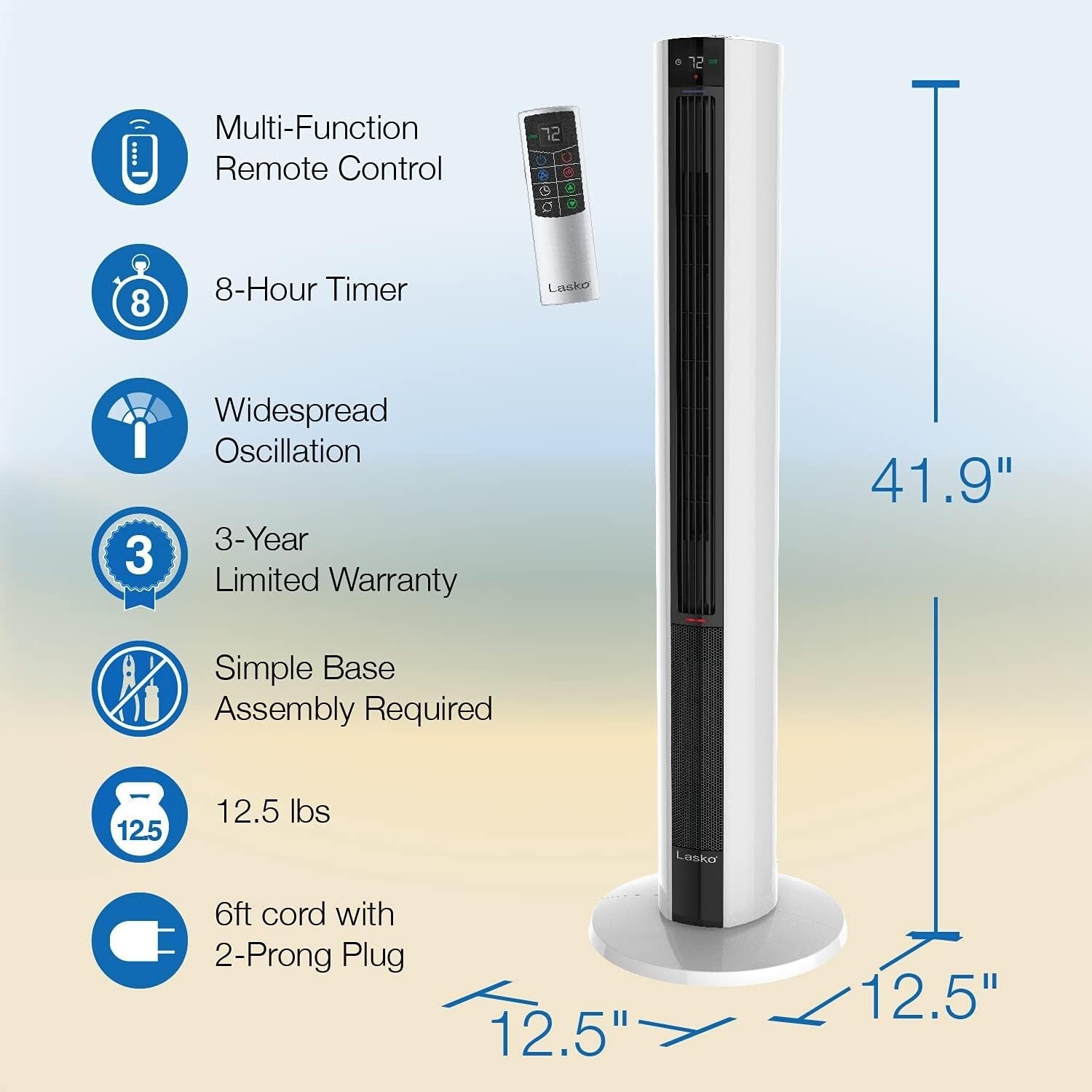 Versatile Bladeless Tower Fan and Heater - 3 Heat Settings, WT/Remote Control